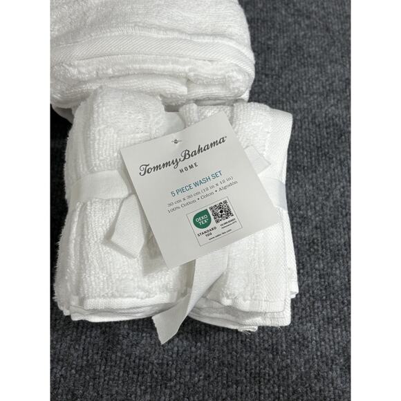 Tommy Bahama 9 Piece Premium Cotton Bath Towel Set Solid White NEW - Picture 4 of 12